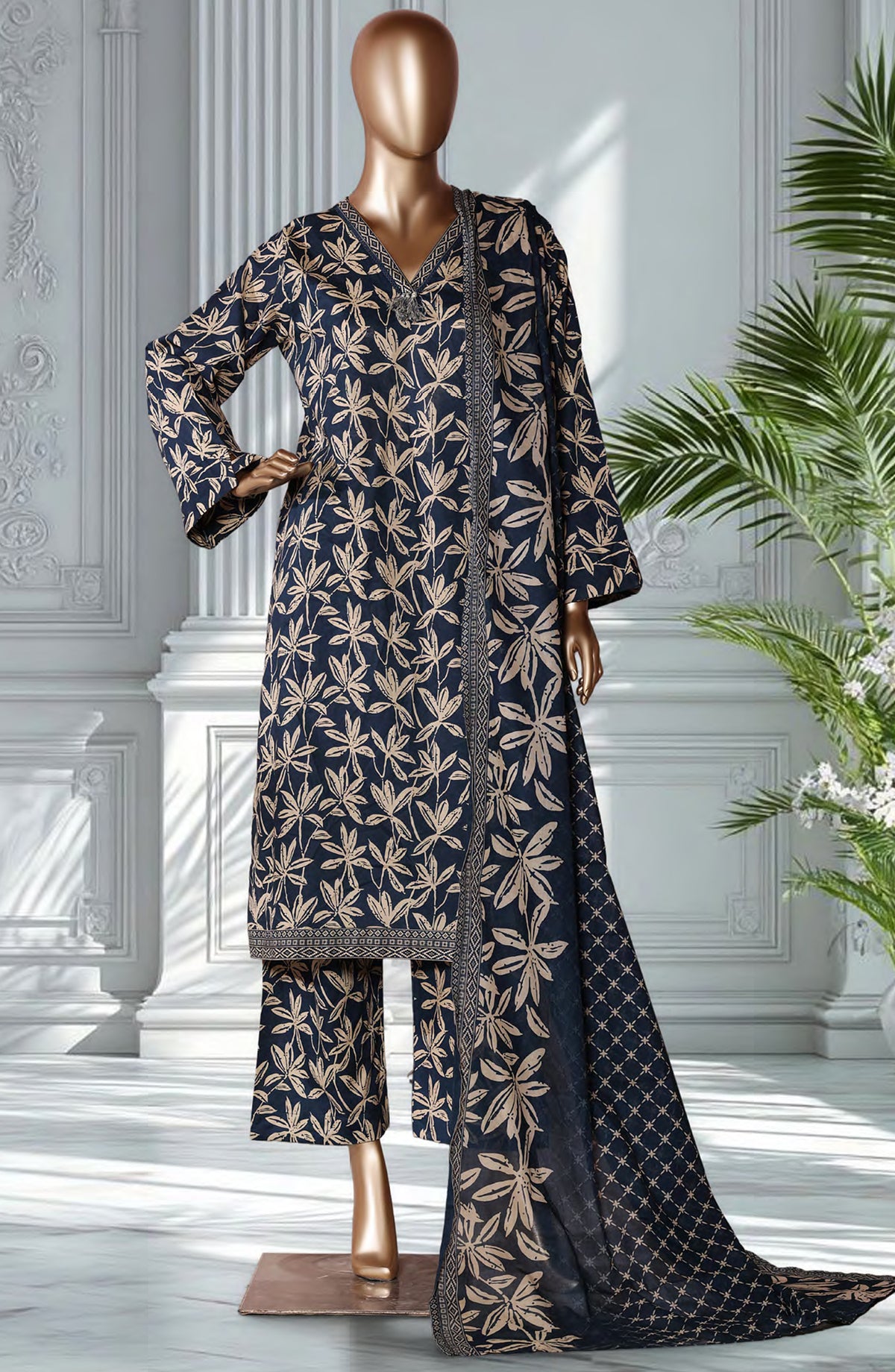 Bin Saeed Exclusive Printed Lawn Stitched 3 Piece Suit - D-29 - BS26EXP - Black - Summer Collection