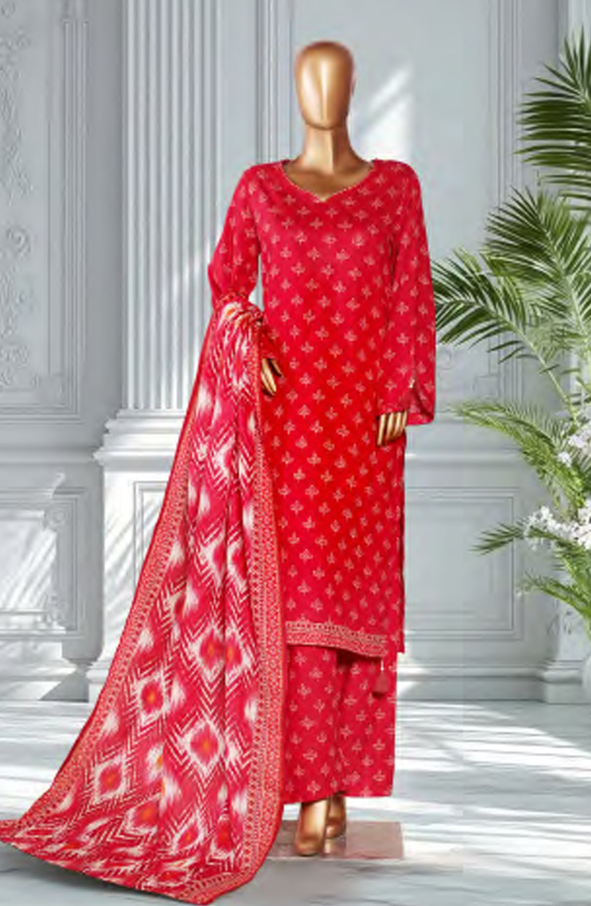 Bin Saeed Exclusive Printed Lawn Stitched 3 Piece Suit - D-27 - BS26EXP - Pink - Summer Collection