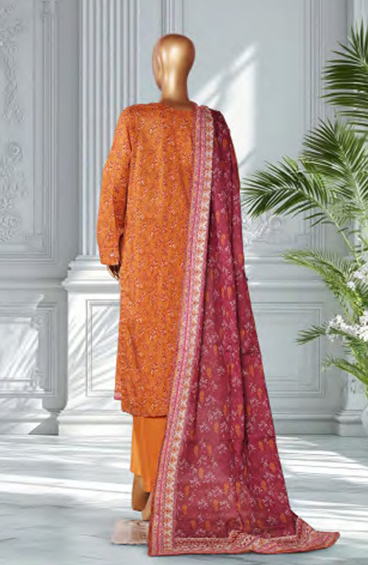 Bin Saeed Exclusive Printed Lawn Stitched 3 Piece Suit - D-23 - BS26EXP - Rust - Summer Collection