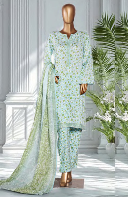 Bin Saeed Exclusive Printed Lawn Stitched 3 Piece Suit - D-22 - BS26EXP - Green - Summer Collection