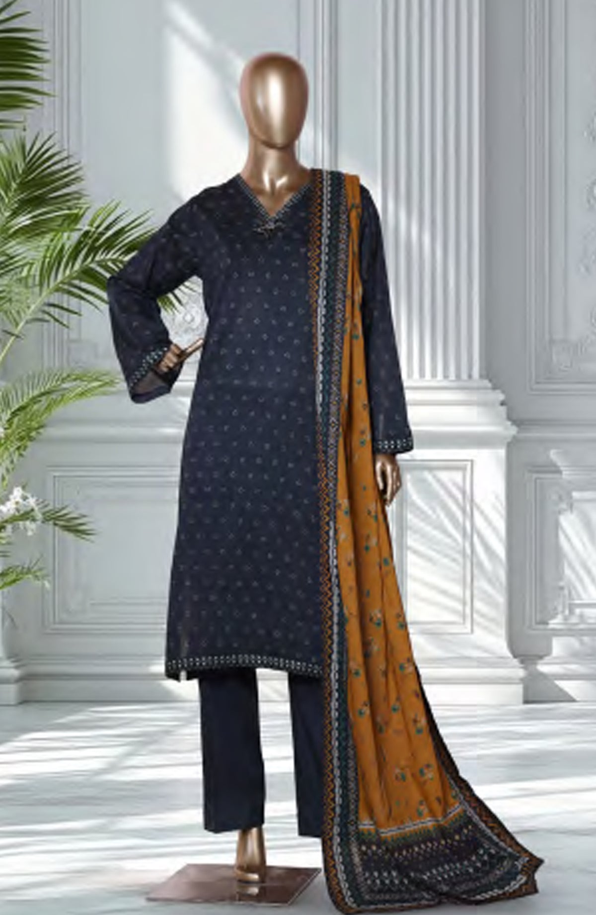 Bin Saeed Exclusive Printed Lawn Stitched 3 Piece Suit - D-21 - BS26EXP - Blue - Summer Collection
