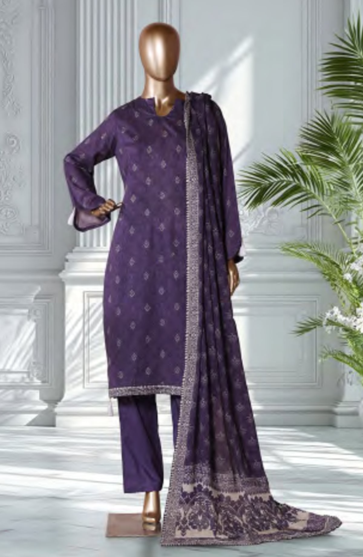 Bin Saeed Exclusive Printed Lawn Stitched 3 Piece Suit - D-14 - BS26EXP - Purple - Summer Collection