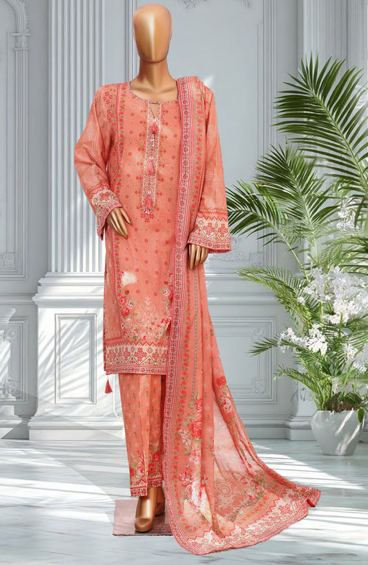 Bin Saeed Exclusive Printed Lawn Stitched 3 Piece Suit - D-09 - BS26EXP - Peach - Summer Collection