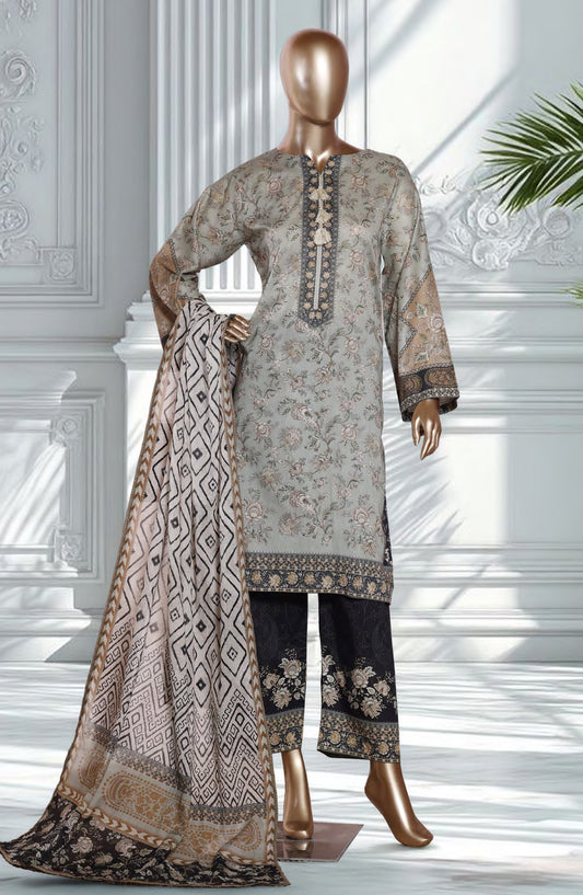 Bin Saeed Exclusive Printed Lawn Stitched 3 Piece Suit - D-05 - BS26EXP - Grey - Summer Collection