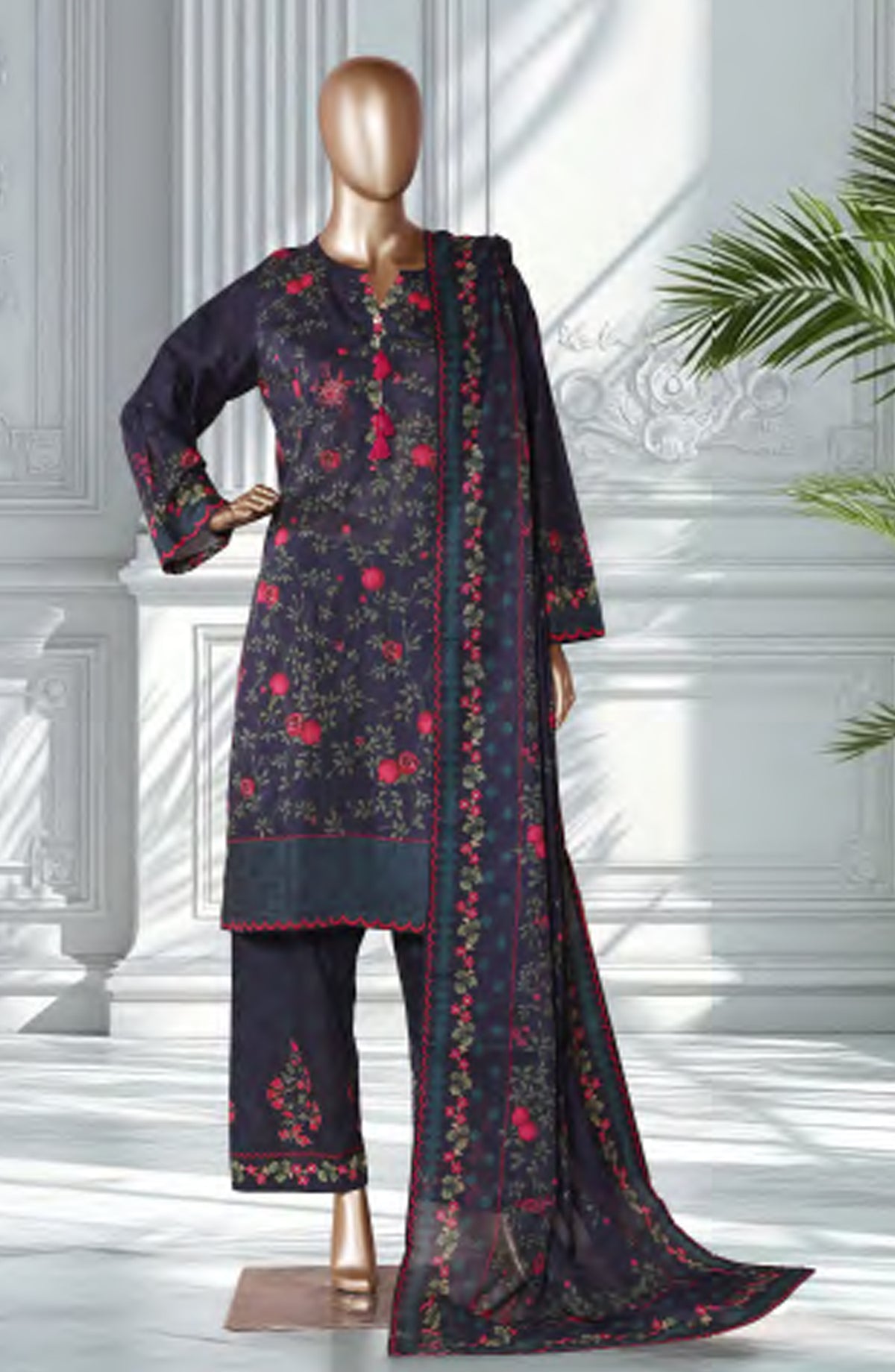 Bin Saeed Exclusive Printed Lawn Stitched 3 Piece Suit - D-12 - BS26XPL - Teal - Summer Collection