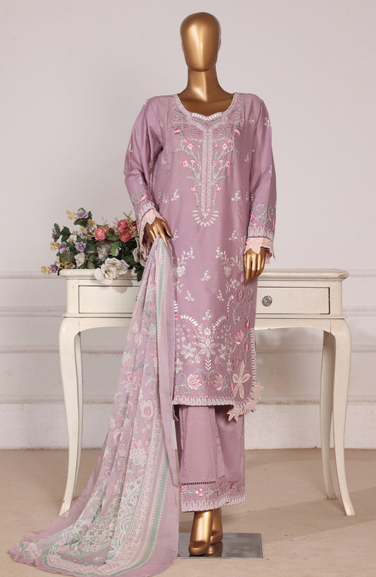 Bin Saeed Luxury Embroidered Formal Stitched 3 Piece Suit - D-12 - BS26FLX - Purple - Festive Collection