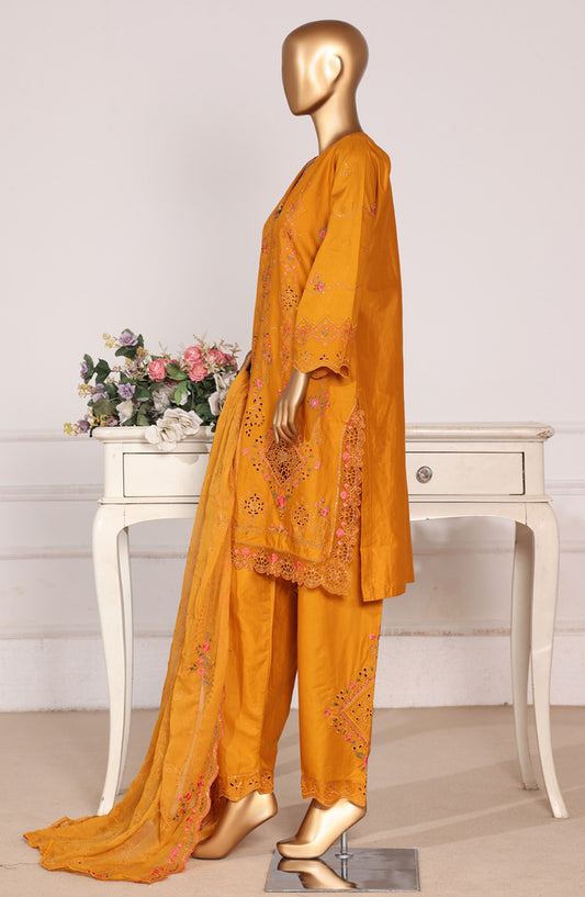 Bin Saeed Luxury Embroidered Formal Stitched 3 Piece Suit - D-11 - BS26FLX - Mustard - Festive Collection