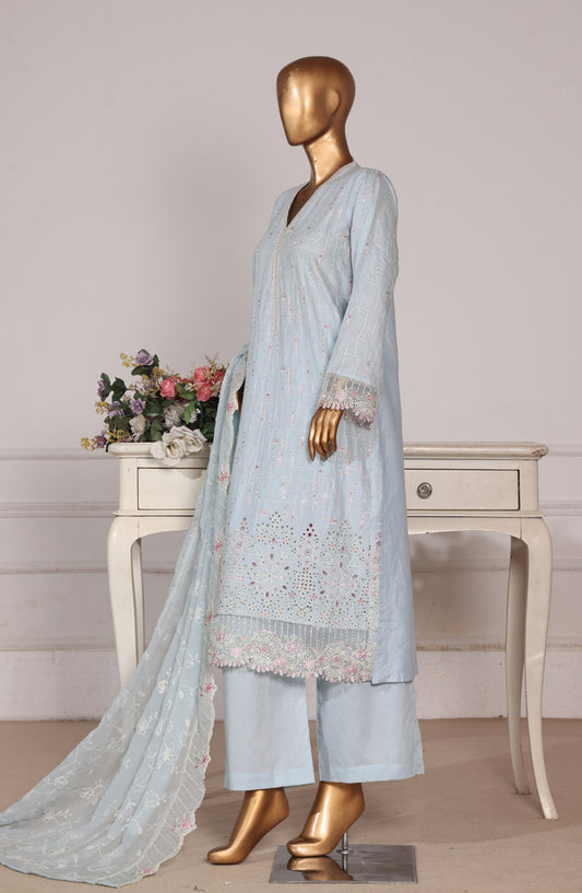 Bin Saeed Luxury Embroidered Formal Stitched 3 Piece Suit - D-10 - BS26FLX - Blue - Festive Collection