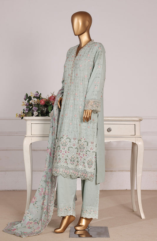 Bin Saeed Luxury Embroidered Formal Stitched 3 Piece Suit - D-08 - BS26FLX - Green - Festive Collection