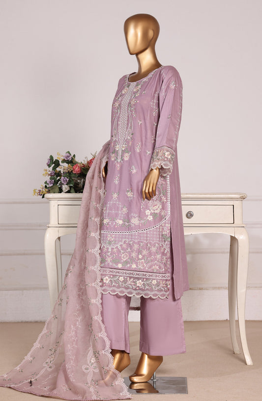 Bin Saeed Luxury Embroidered Formal Stitched 3 Piece Suit - D-07 - BS26FLX - Pink - Festive Collection