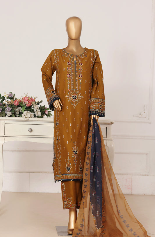 Bin Saeed Luxury Embroidered Formal Stitched 3 Piece Suit - D-05 - BS26FLX - Brown - Festive Collection