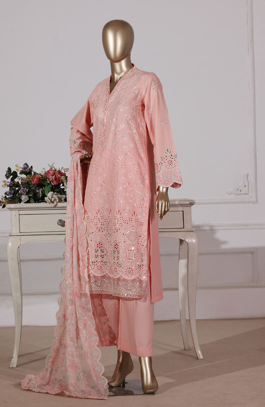 Bin Saeed Luxury Embroidered Formal Stitched 3 Piece Suit - D-02 - BS26FLX - Pink - Festive Collection