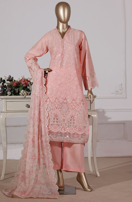 Bin Saeed Luxury Embroidered Formal Stitched 3 Piece Suit - D-02 - BS26FLX - Pink - Festive Collection