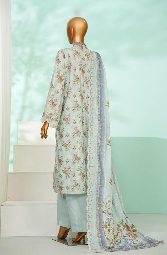 Bin Saeed Luxury Embroidered Stitched 3 Piece Suit - D-07 - BS26AQ - Green - Laserkari Collection