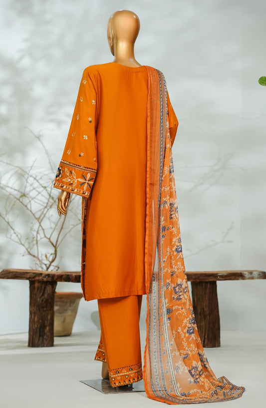 Bin Saeed Luxury Embroidered Stitched 3 Piece Suit - D-04 - BS26LQ - Orange - Festive Collection