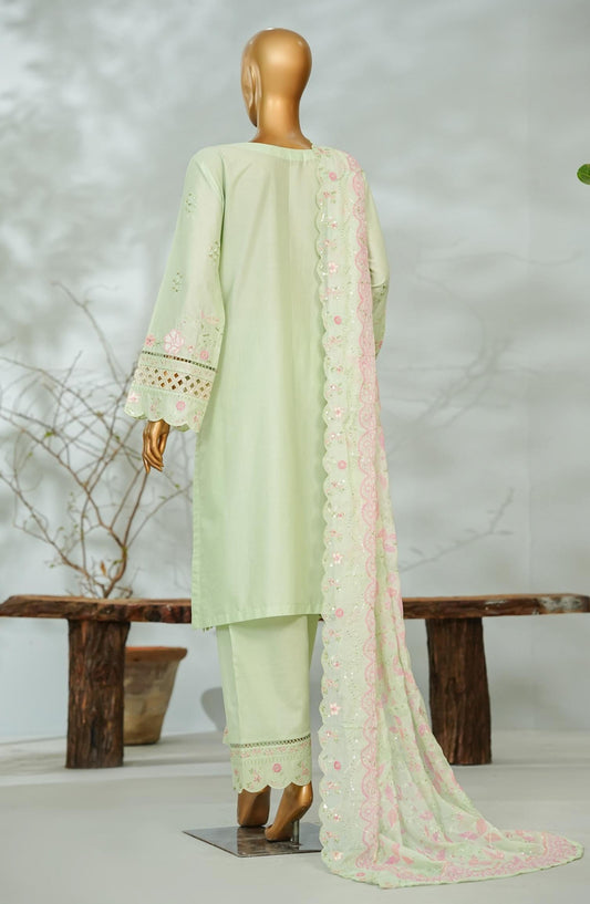 Bin Saeed Luxury Embroidered Stitched 3 Piece Suit - D-03 - BS26LQ - Green - Festive Collection
