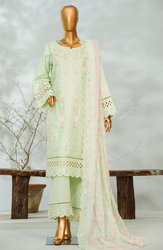 Bin Saeed Luxury Embroidered Stitched 3 Piece Suit - D-03 - BS26LQ - Green - Festive Collection