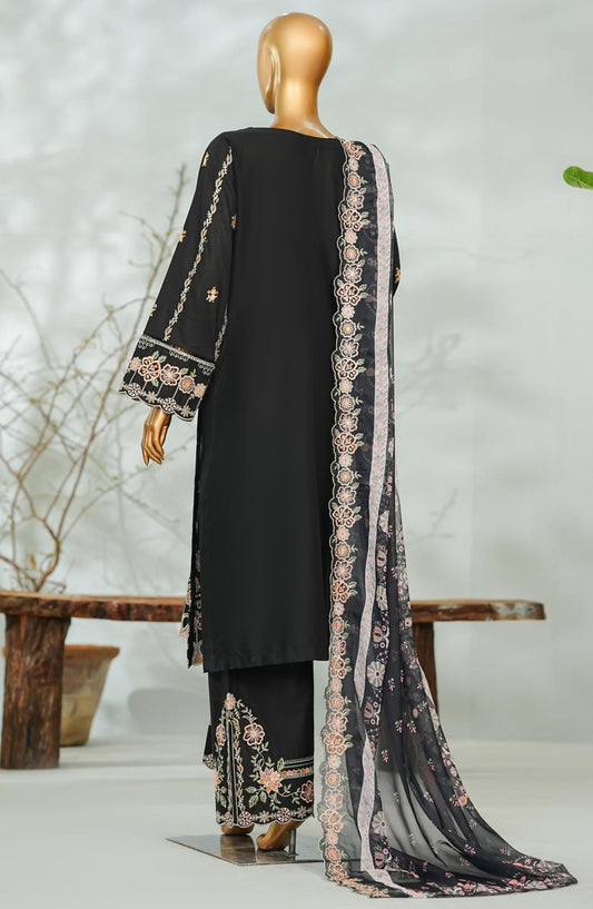 Bin Saeed Luxury Embroidered Stitched 3 Piece Suit - D-02 - BS26LQ - Black - Festive Collection