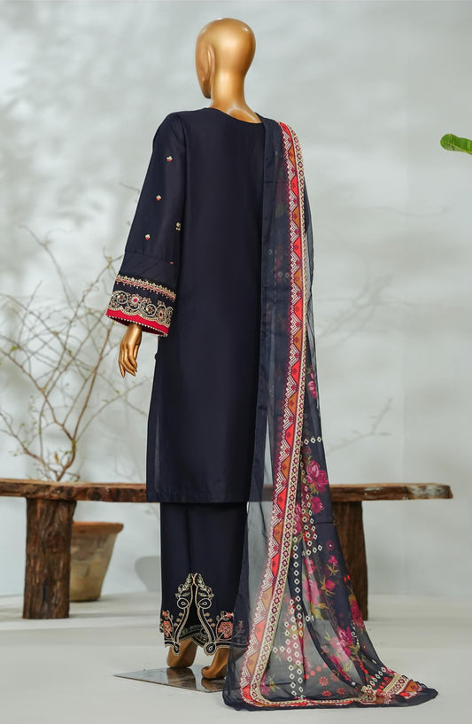 Bin Saeed Luxury Embroidered Stitched 3 Piece Suit - D-01 - BS26LQ - Black - Festive Collection