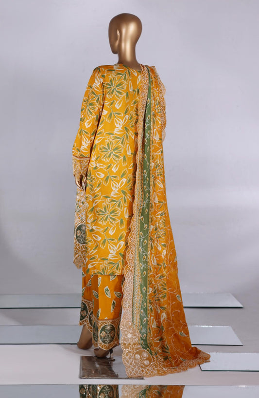 Bin Saeed Luxury Embroidered Lawn Stitched 3 Piece Suit - D-02 - BS26MTF - Yellow - Festive Collection