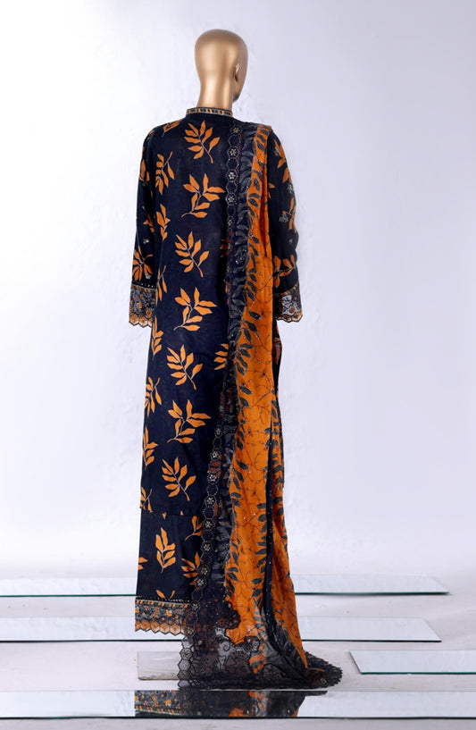 Bin Saeed Luxury Embroidered Lawn Stitched 3 Piece Suit - D-01 - BS26MTF - Black - Festive Collection