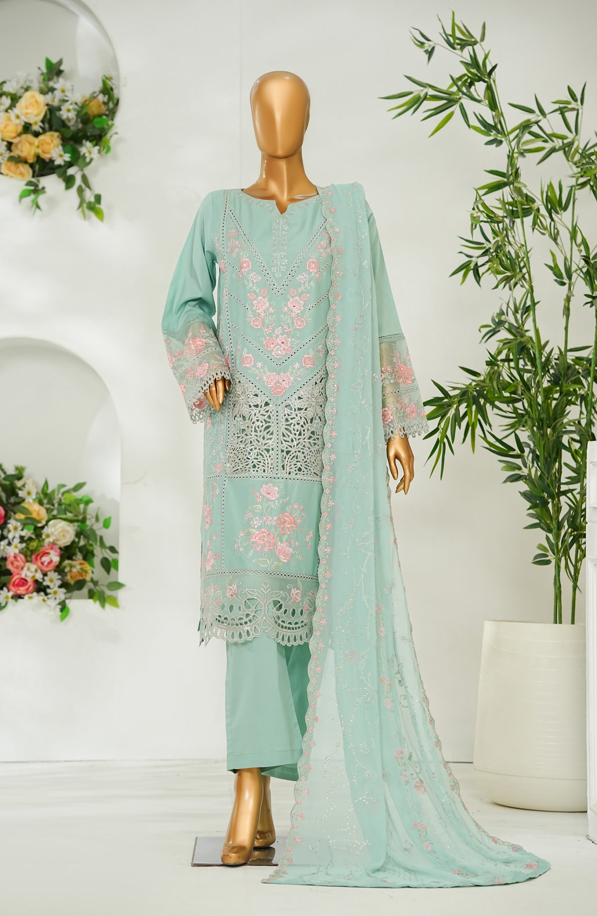 Bin Saeed Luxury Embroidered Stitched 3 Piece Suit - Design-05 - BS26PIC - Blue - Festive Collection