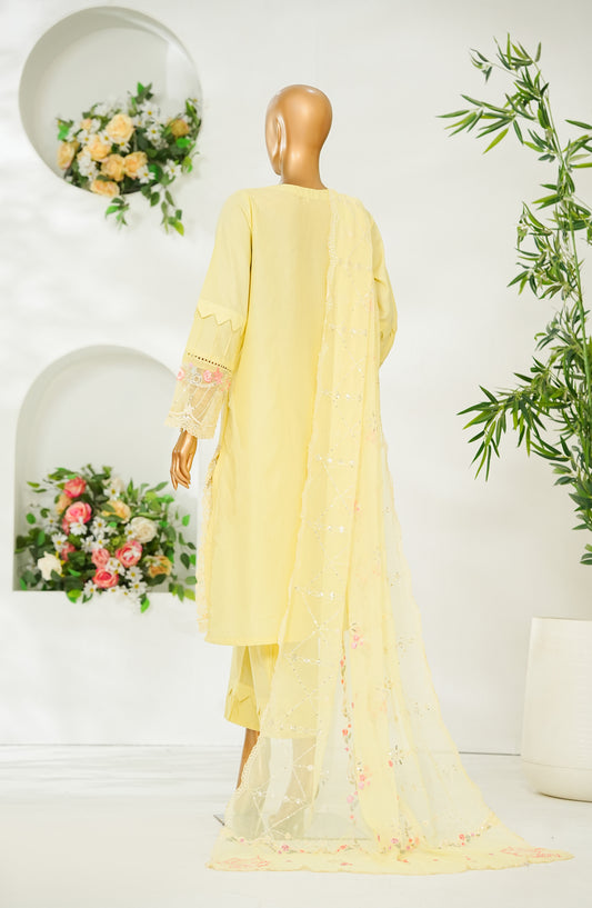 Bin Saeed Luxury Embroidered Stitched 3 Piece Suit - Design-03 - BS26PIC - Yellow - Festive Collection