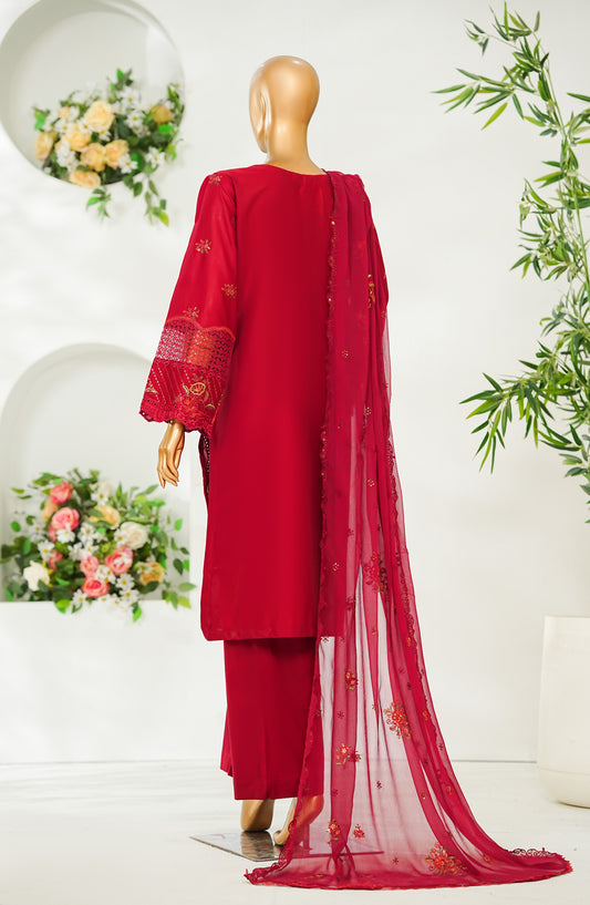 Bin Saeed Luxury Embroidered Stitched 3 Piece Suit - Design-02 - BS26PIC - Red - Festive Collection