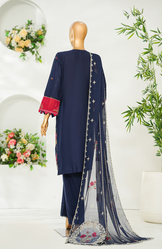 Bin Saeed Luxury Embroidered Stitched 3 Piece Suit - Design-01 - BS26PIC - Blue - Festive Collection