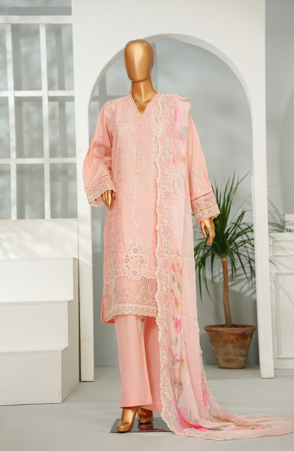 Bin Saeed Luxury Embroidered Formal Stitched 3 Piece Suit - D-03 - BS26DPC - Pink - Festive Collection