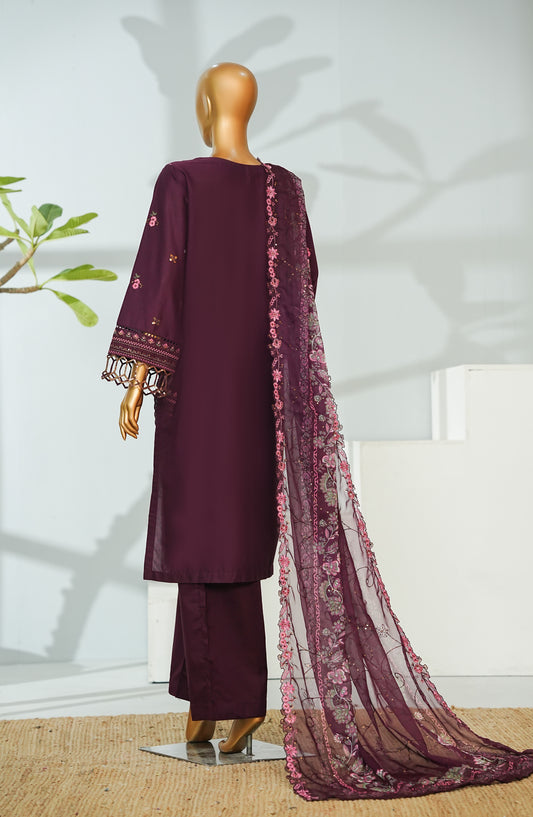 Bin Saeed Luxury Embroidered Formal Stitched 3 Piece Suit - D-04 - BS26DPC - Purple - Festive Collection