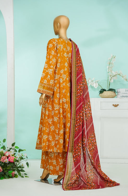 Bin Saeed Luxury Embroidered Stitched Frock 3 Piece Suit - D-07 - BS26CKD - Orange - Festive Collection