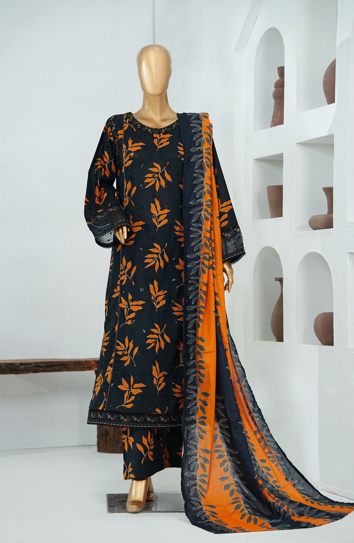 Bin Saeed Luxury Embroidered Stitched Frock 3 Piece Suit - D-06 - BS26CKD - Black - Festive Collection