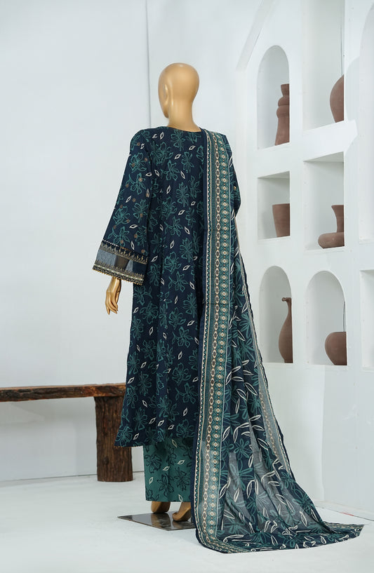 Bin Saeed Luxury Embroidered Stitched Frock 3 Piece Suit - D-05 - BS26CKD - Blue - Festive Collection