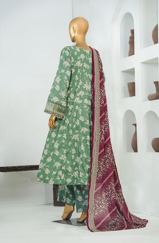 Bin Saeed Luxury Embroidered Stitched Frock 3 Piece Suit - D-02 - BS26CKD - Green - Festive Collection