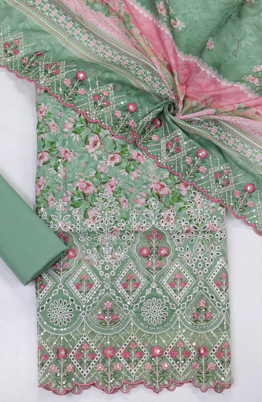 Bin Saeed Embroidered Lawn Unstitched 3 Piece Suit - Design-06 - BS26LLW - Green - Summer Collection