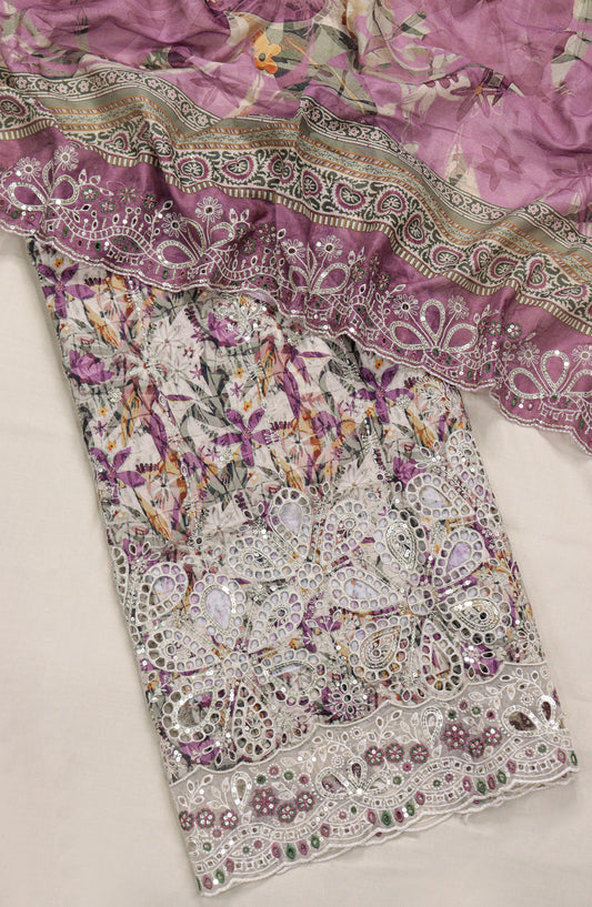 Bin Saeed Embroidered Lawn Unstitched 3 Piece Suit - Design-15 - BS26LLW - Purple - Summer Collection