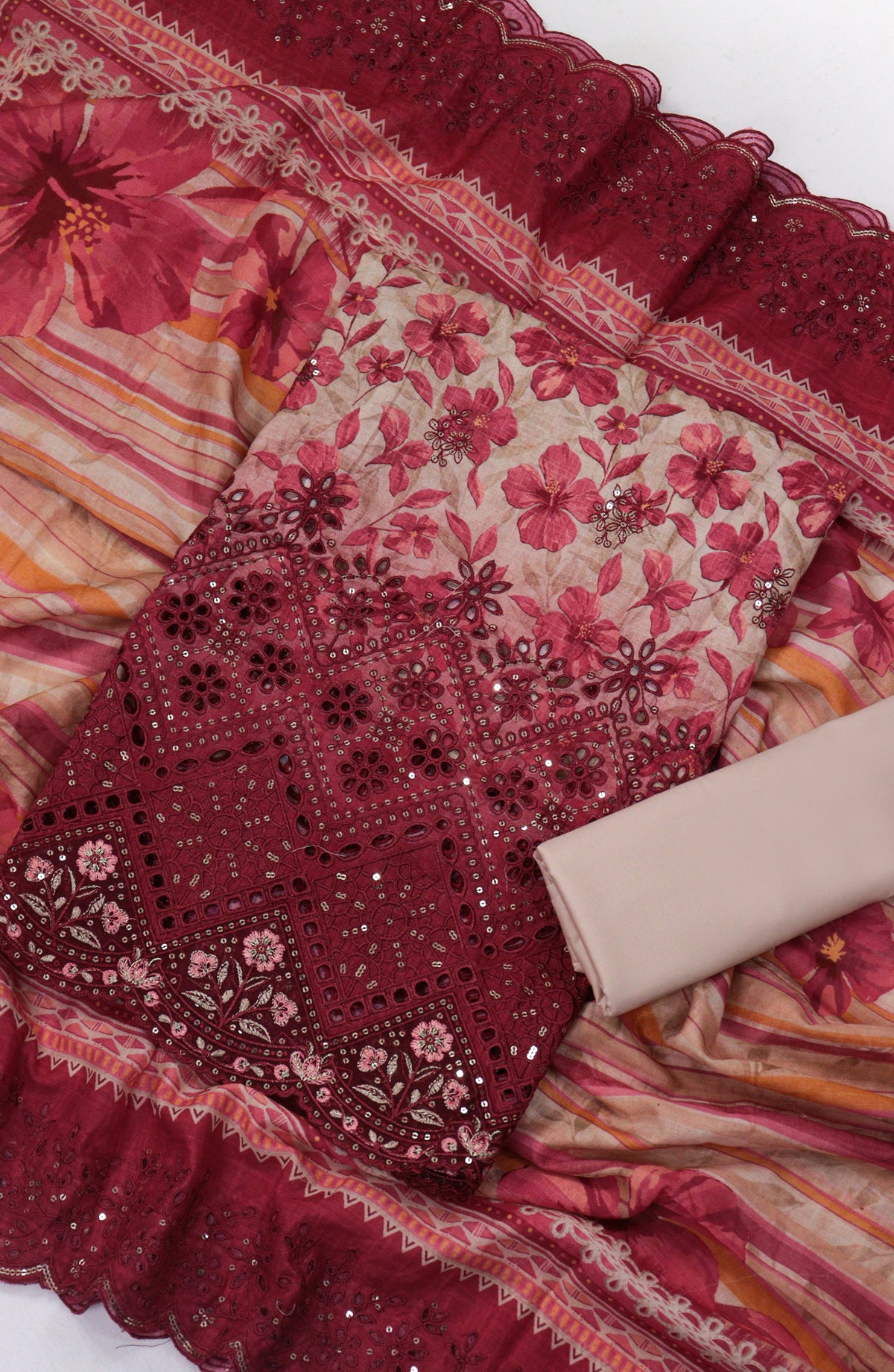 Bin Saeed Embroidered Lawn Unstitched 3 Piece Suit - Design-05 - BS26LLW - Pink - Summer Collection