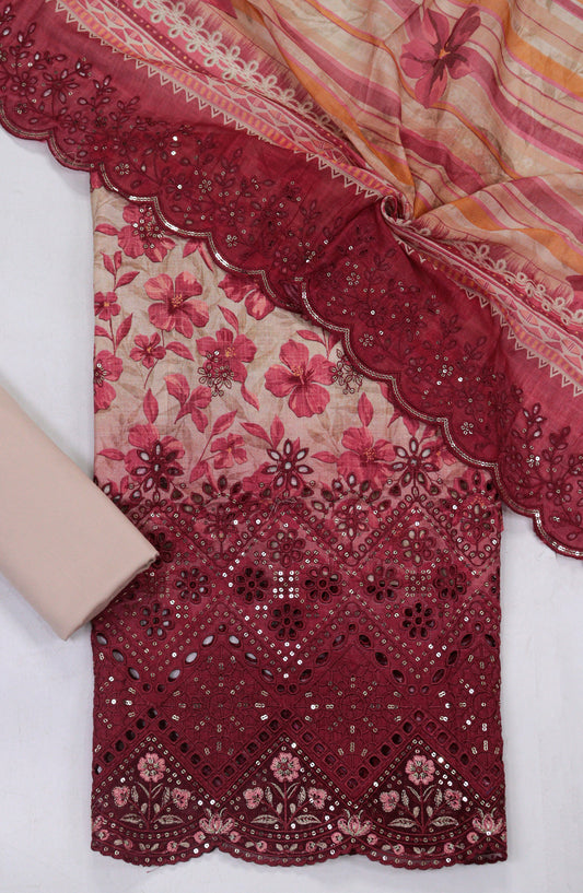 Bin Saeed Embroidered Lawn Unstitched 3 Piece Suit - Design-05 - BS26LLW - Pink - Summer Collection