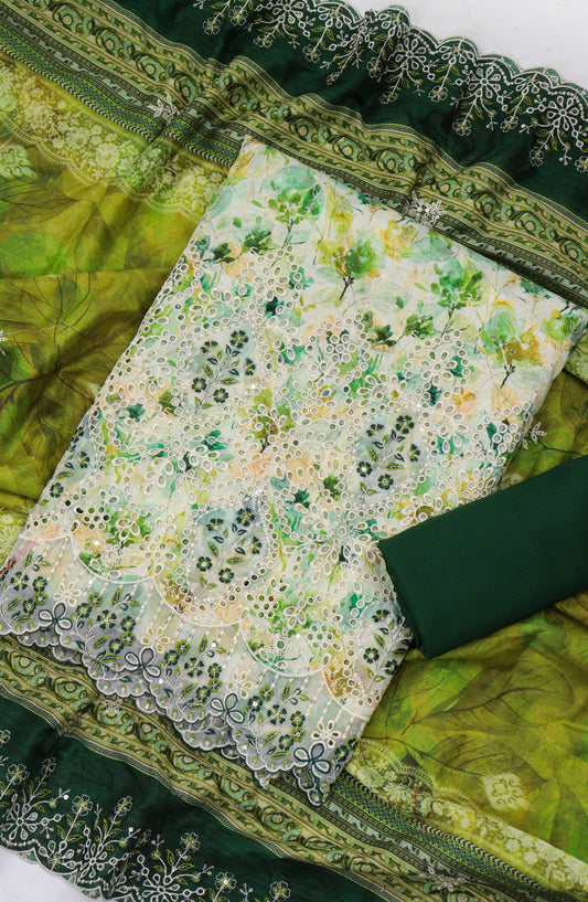 Bin Saeed Embroidered Lawn Unstitched 3 Piece Suit - Design-04 - BS26LLW - Green - Summer Collection