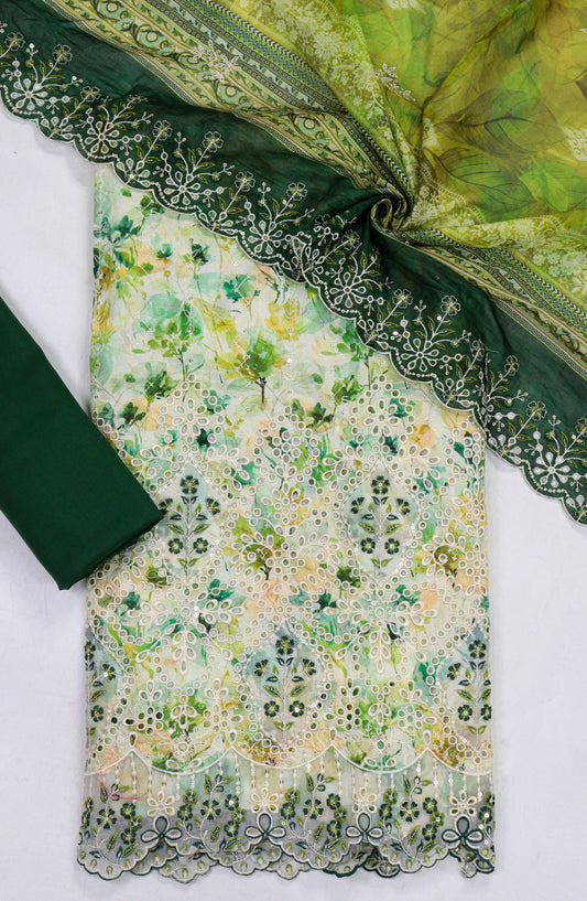 Bin Saeed Embroidered Lawn Unstitched 3 Piece Suit - Design-04 - BS26LLW - Green - Summer Collection