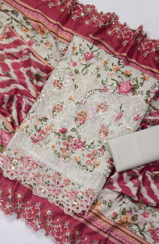 Bin Saeed Embroidered Lawn Unstitched 3 Piece Suit - Design-13 - BS26LLW - Red - Summer Collection