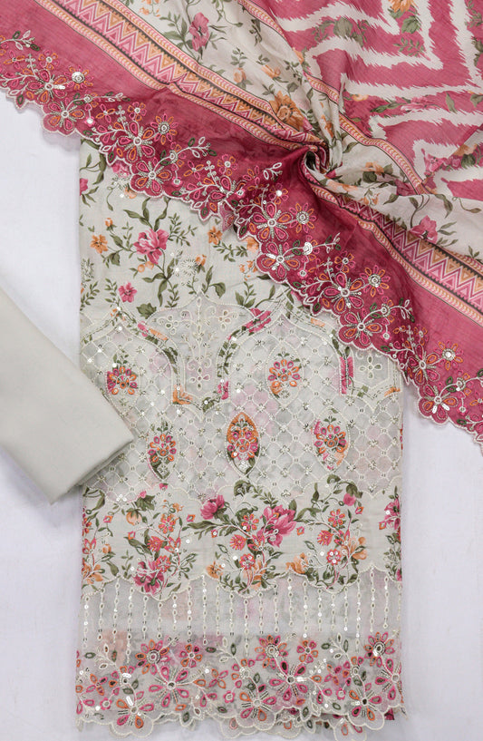 Bin Saeed Embroidered Lawn Unstitched 3 Piece Suit - Design-13 - BS26LLW - Red - Summer Collection