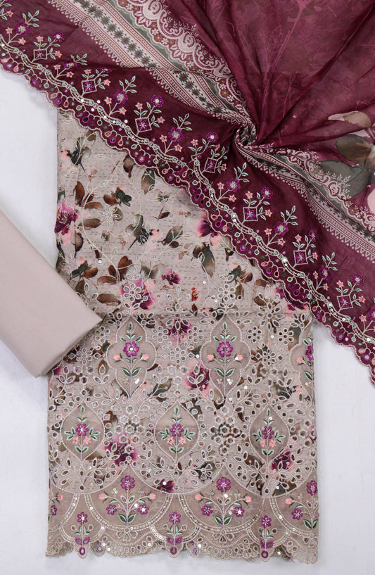 Bin Saeed Embroidered Lawn Unstitched 3 Piece Suit - Design-02 - BS26LLW - Purple - Summer Collection