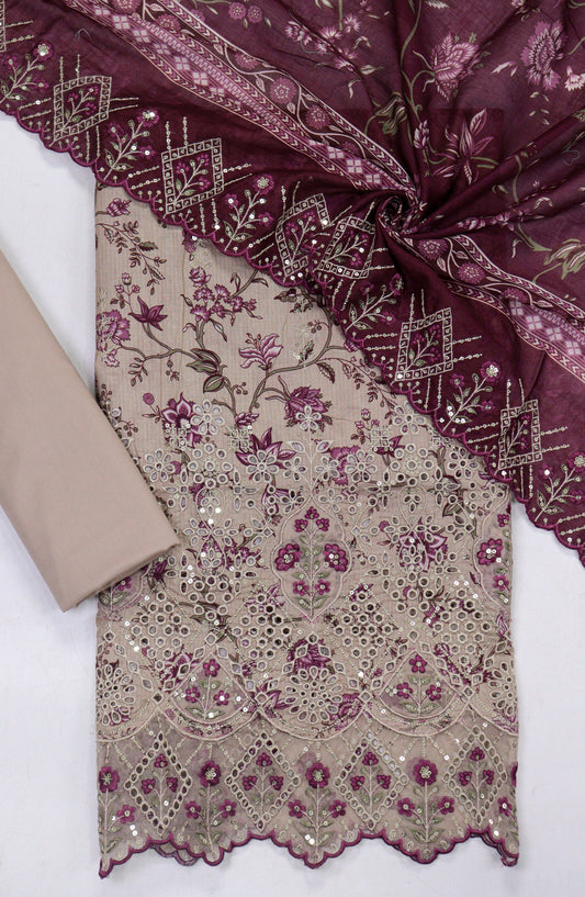 Bin Saeed Embroidered Lawn Unstitched 3 Piece Suit - Design-01 - BS26LLW - Purple - Summer Collection