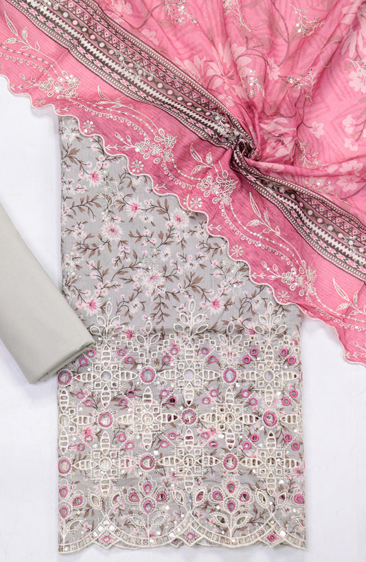 Bin Saeed Embroidered Lawn Unstitched 3 Piece Suit - Design-08 - BS26LLW - Pink - Summer Collection