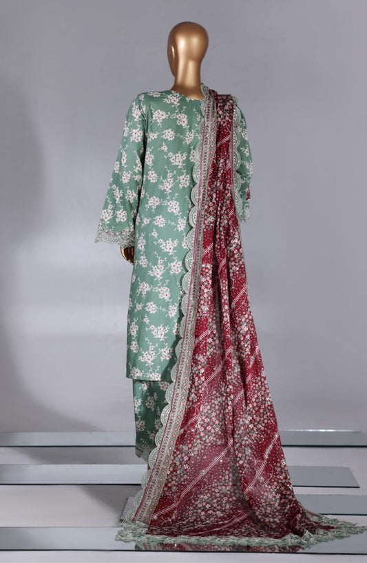 Bin Saeed Luxury Embroidered Lawn Stitched 3 Piece Suit - Design-06 - BS26LWN - Green - Festive Collection