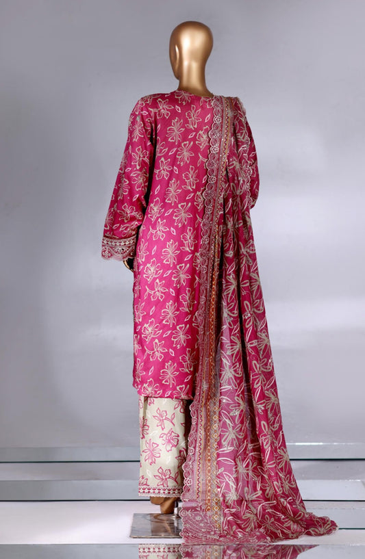 Bin Saeed Luxury Embroidered Lawn Stitched 3 Piece Suit - Design-04 - BS26LWN - Pink - Festive Collection