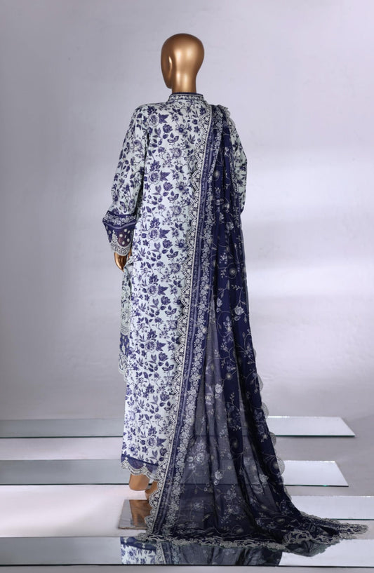 Bin Saeed Luxury Embroidered Lawn Stitched 3 Piece Suit - Design-03 - BS26LWN - Blue - Festive Collection