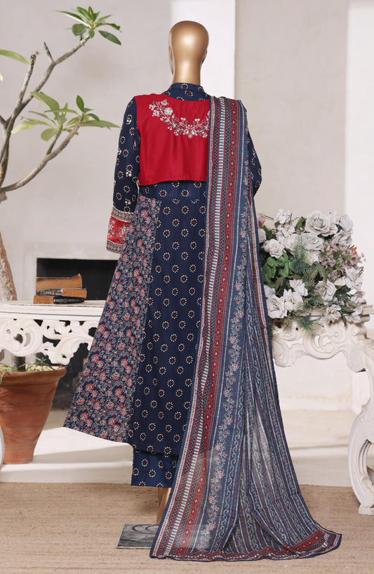 Bin Saeed Luxury Embroidered Lawn Stitched 3 Piece Suit - Design-05 - BS26FRO - Blue - Summer Collection